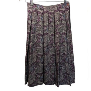 Vintage New Attitude 80s Fashion Paisley Print Kick Pleat A-line Skirt Size 12